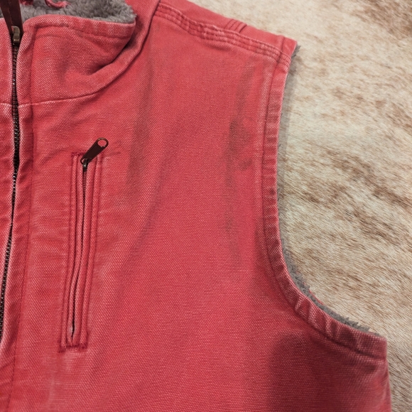 Carhartt Women's Washed Duck Mock Neck Vest - Sherpa Lined Small Pink/Rose color - Picture 6 of 9